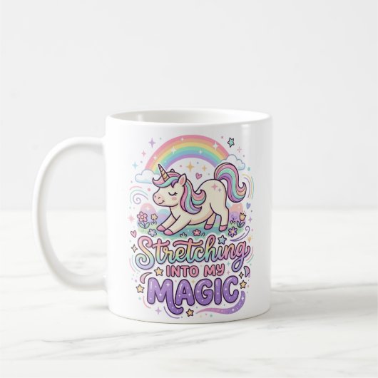 Mug Licorne s'étirant dans ma typographie audacieuse m (Gauche)