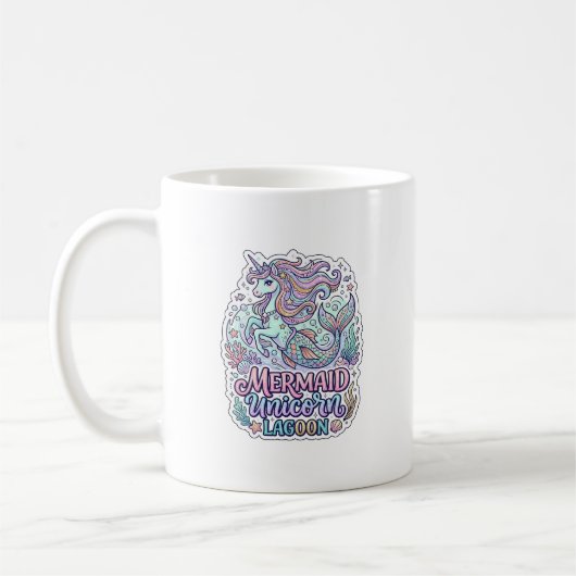 Mug Licorne Sirène Licorne Lagune Conception Graphique (Gauche)