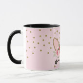 Mug Licorne Tendance Pailletée Or et Fleur Rose (Gauche)