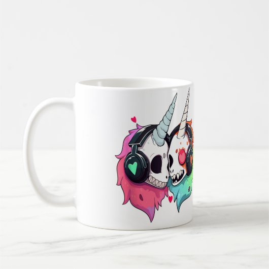 Mug Licorne Zombie Mignonne Dj Rave Edm (Gauche)