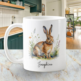 Mug Lièvre à l'aquarelle Faune de campagne Personnalis