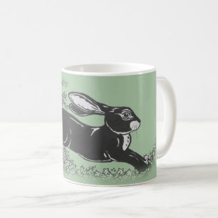 Mug Lièvre de lapin de bois vert Vintage animal rusti