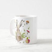 Mug Lièvre mignonne avec un arrière - plan de pommes e (Devant gauche)