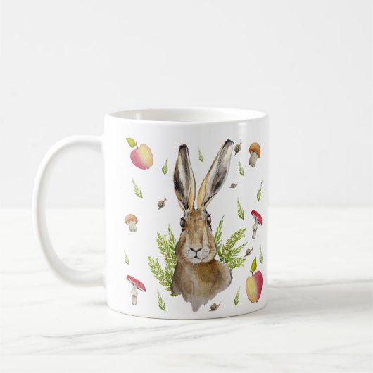 Mug Lièvre mignonne avec un arrière - plan de pommes e (Gauche)
