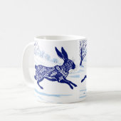 Mug Lièvre Mystique : Lièvre Whimsical Dans La Neige (Devant gauche)