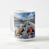 Mug Life in Motion – Indy Car Racing Oil Painting (Devant gauche)