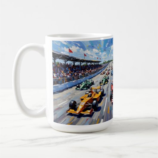 Mug Life in Motion – Indy Car Racing Oil Painting (Gauche)