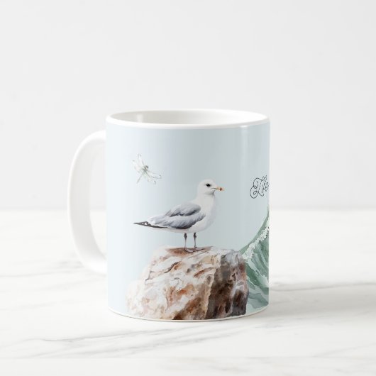Mug Life is Beautiful Sea Bird Ocean Wave Dragonfly (Devant gauche)