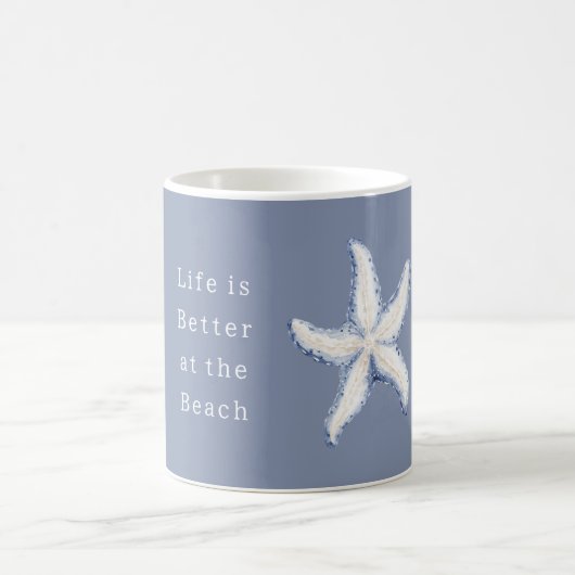 Mug Life is Better Beach Blue White Starfish (Centre)