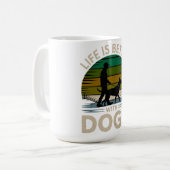 Mug Life Is Better With Dogs Retro Sunset T-Shirt  (Devant gauche)