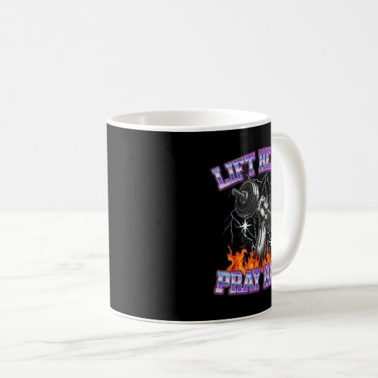 Mug Lift Heavy Pray Hard Gym Christian Workout Men Wom (Devant droit)