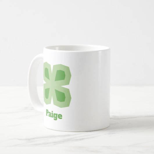 Mug Light Green Stylized Lucky 4-Leaf Clover (Devant gauche)