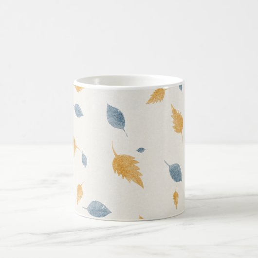 Mug Light Pastel Minimalist Autumn Leaves Pattern (Centre)