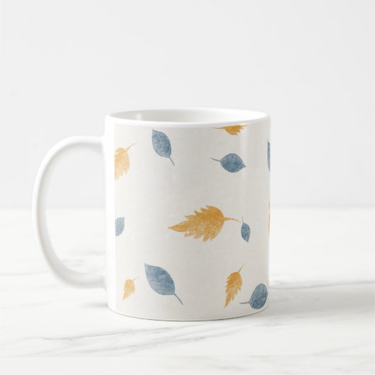 Mug Light Pastel Minimalist Autumn Leaves Pattern (Gauche)
