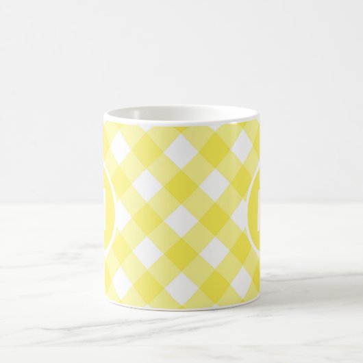 Mug Light Yellow Classic Gingham Pattern Monogram (Centre)