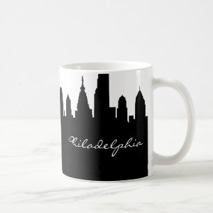 Mug Ligne aérienne de la ville de Philadelphie en noir