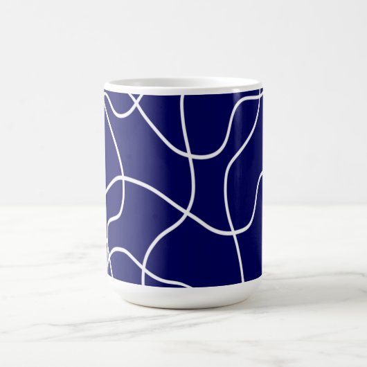 Mug Ligne Art : Blanc sur Bleu foncé (Centre)