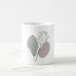 Mug Ligne artistique botanique minimaliste pour la fêt