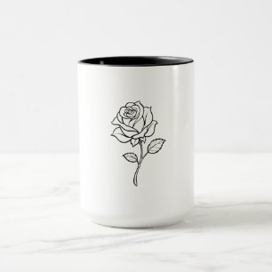 Mug Ligne artistique minimaliste de rose, floral éléga