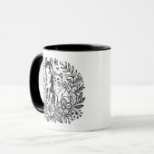 Mug Ligne artistique moderne Husky et chat (Devant gauche)