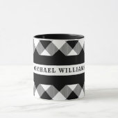 Mug Ligne blanche mince monogramme de plaid de Buffalo (Centre)