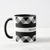Mug Ligne blanche mince monogramme de plaid de Buffalo (Gauche)