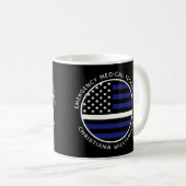 Mug Ligne blanche mince personnalisée USA Drapeau EMS  (Devant droit)