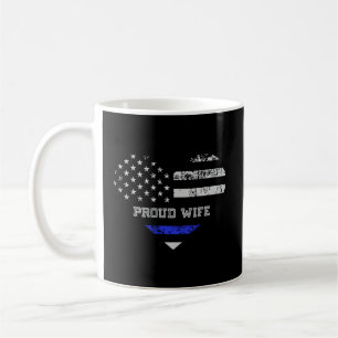 Mug Ligne Bleue Design Coeur Épouse De Police Fier Usa