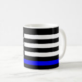 Mug Ligne Bleue fine drapeau américain noir et blanc (Devant droit)