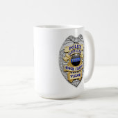 Mug Ligne Bleue Mince - 10 ans d'insigne de police (Devant droit)