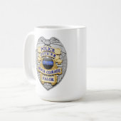 Mug Ligne Bleue Mince - 10 ans d'insigne de police (Devant gauche)