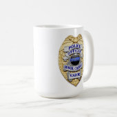 Mug Ligne Bleue Mince - 25 ans de succès Badge de poli (Devant droit)
