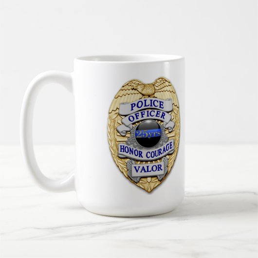 Mug Ligne Bleue Mince - 25 ans de succès Badge de poli (Gauche)