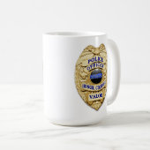 Mug Ligne Bleue Mince - 25 ans de succès Badge de poli (Devant droit)