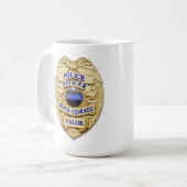 Mug Ligne Bleue Mince - 25 ans de succès Badge de poli (Devant gauche)