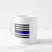 Mug - Ligne bleue mince de la police du pavillon améri (Devant gauche)