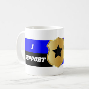Mug Ligne Bleue Mince, je soutiens la police