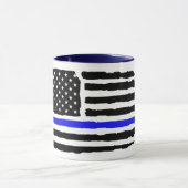 Mug Ligne bleue mince Protéger et servir (Centre)