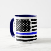 Mug Ligne bleue mince Protéger et servir (Devant gauche)