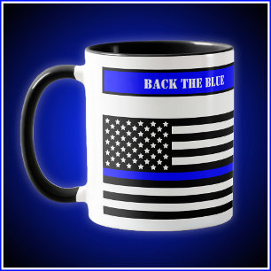 Mug [Ligne Bleue Mince] Retournez la Bleue Police SVG