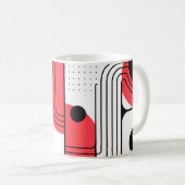 Mug Ligne courbe avec des formes géométriques rouges e (Devant droit)