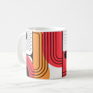 Mug Ligne courbe avec des formes géométriques rouges e