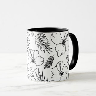 Mug Ligne d'art graphique d'Hibiscus Tropical