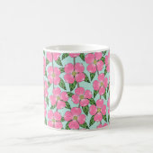 Mug ligne de bois de chien à fleurs roses tirant flora (Devant droit)