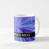 Mug Ligne des pourpres motif de bleus et d'éclat + Nom (Devant droit)