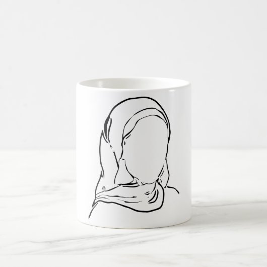 Mug Ligne Dessin Musulmane Hijab Femme Arabe Isolée (Centre)
