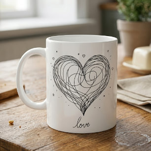 Mug Ligne Fantaisiste Dessin de Cœur avec Design Amour