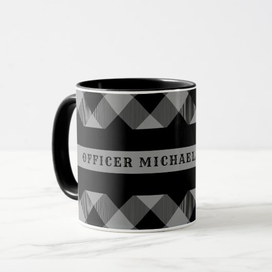Mug Ligne grise mince monogramme correctionnel de (Devant gauche)