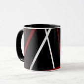 Mug Ligne Moderne Géométrie Urbaine Noir Blanc Rouge (Devant gauche)