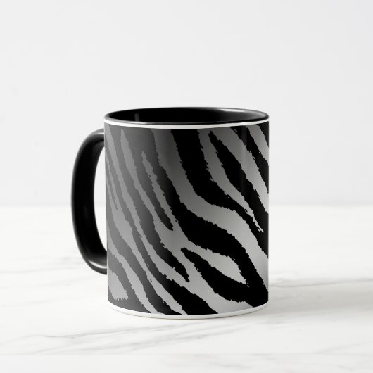 Mug Ligne noire moderne Zebra Silver (Devant gauche)